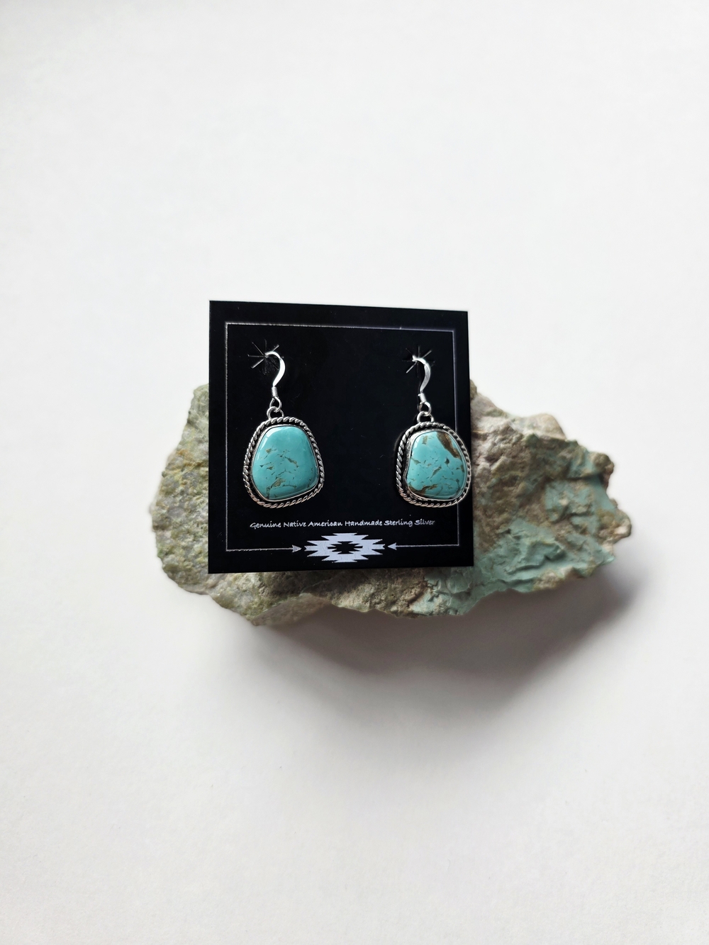 Turquoise Drop Dangle Earrings - Sterling Silver